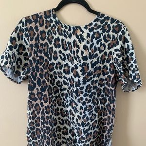100% silk vintage cheetah print top